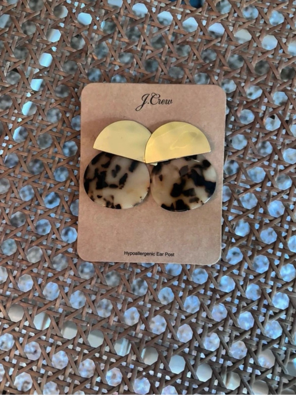 J. Crew Gold and Tortoiseshell Disc Drop Earrings